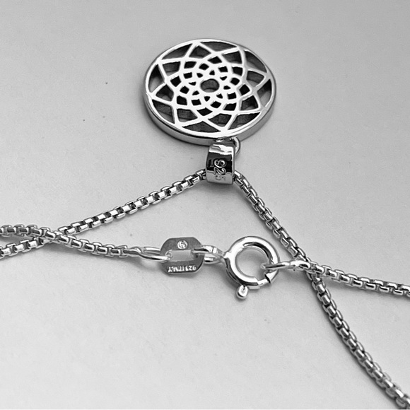Sterling Silver Mandala Necklace, Boho Necklace, Silver Chain, Flower Necklace - Picture 12 of 15